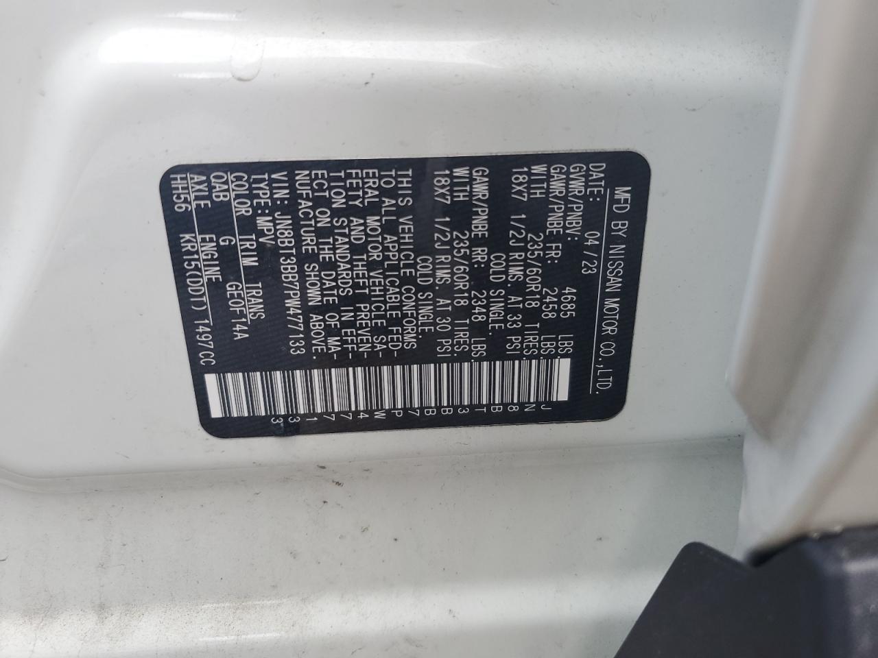 2023 Nissan Rogue Sv VIN: JN8BT3BB7PW477133 Lot: 70657905