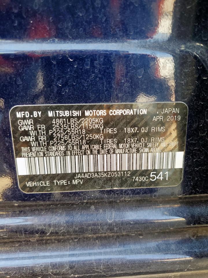 2019 Mitsubishi Outlander Se VIN: JA4AD3A35KZ053112 Lot: 70233235