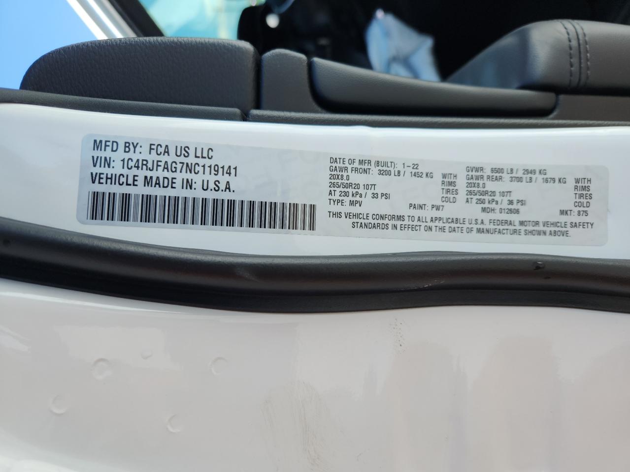 2022 Jeep Grand Cherokee Laredo E VIN: 1C4RJFAG7NC119141 Lot: 69975895