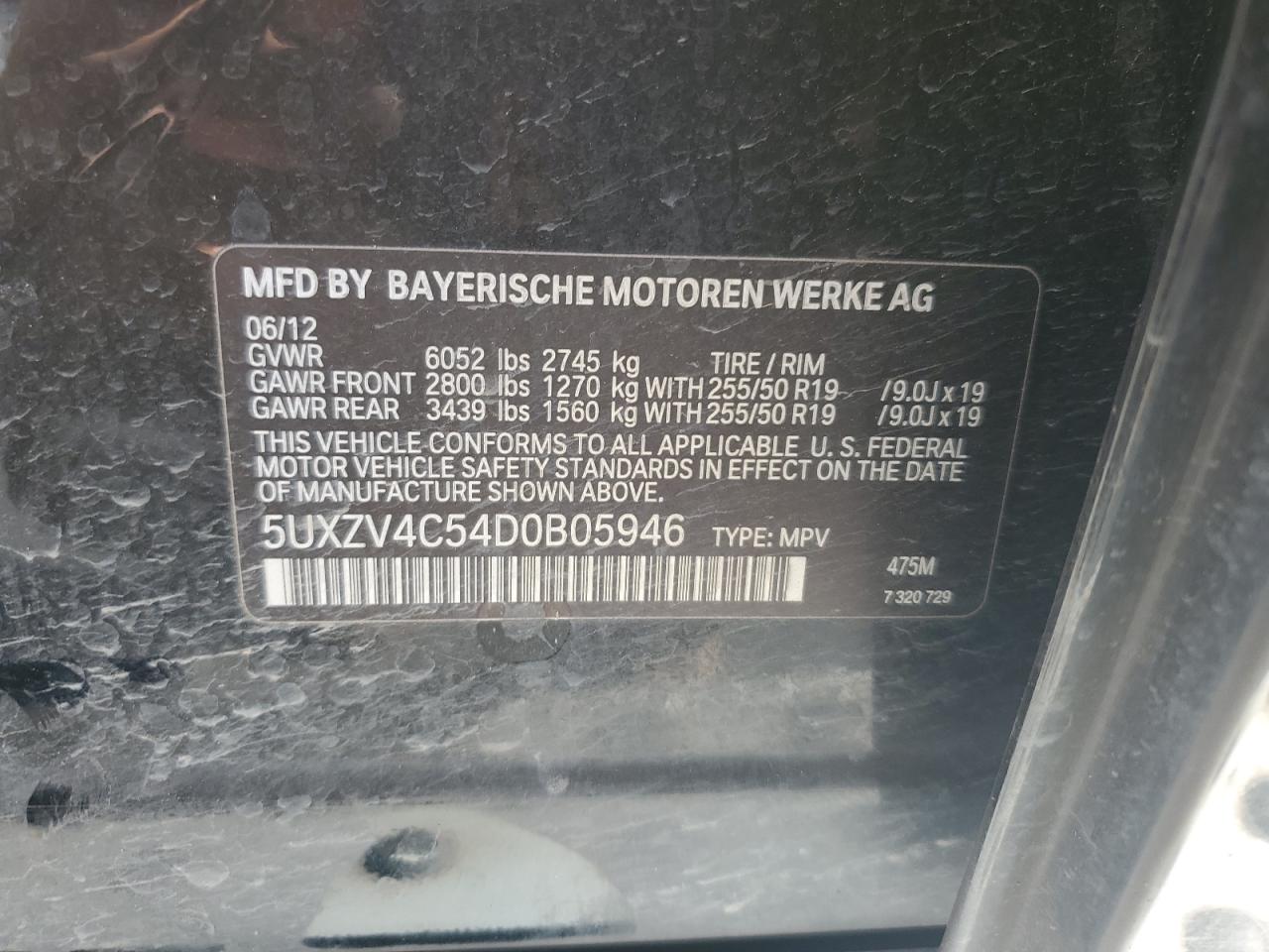 2013 BMW X5 xDrive35I VIN: 5UXZV4C54D0B05946 Lot: 68141655