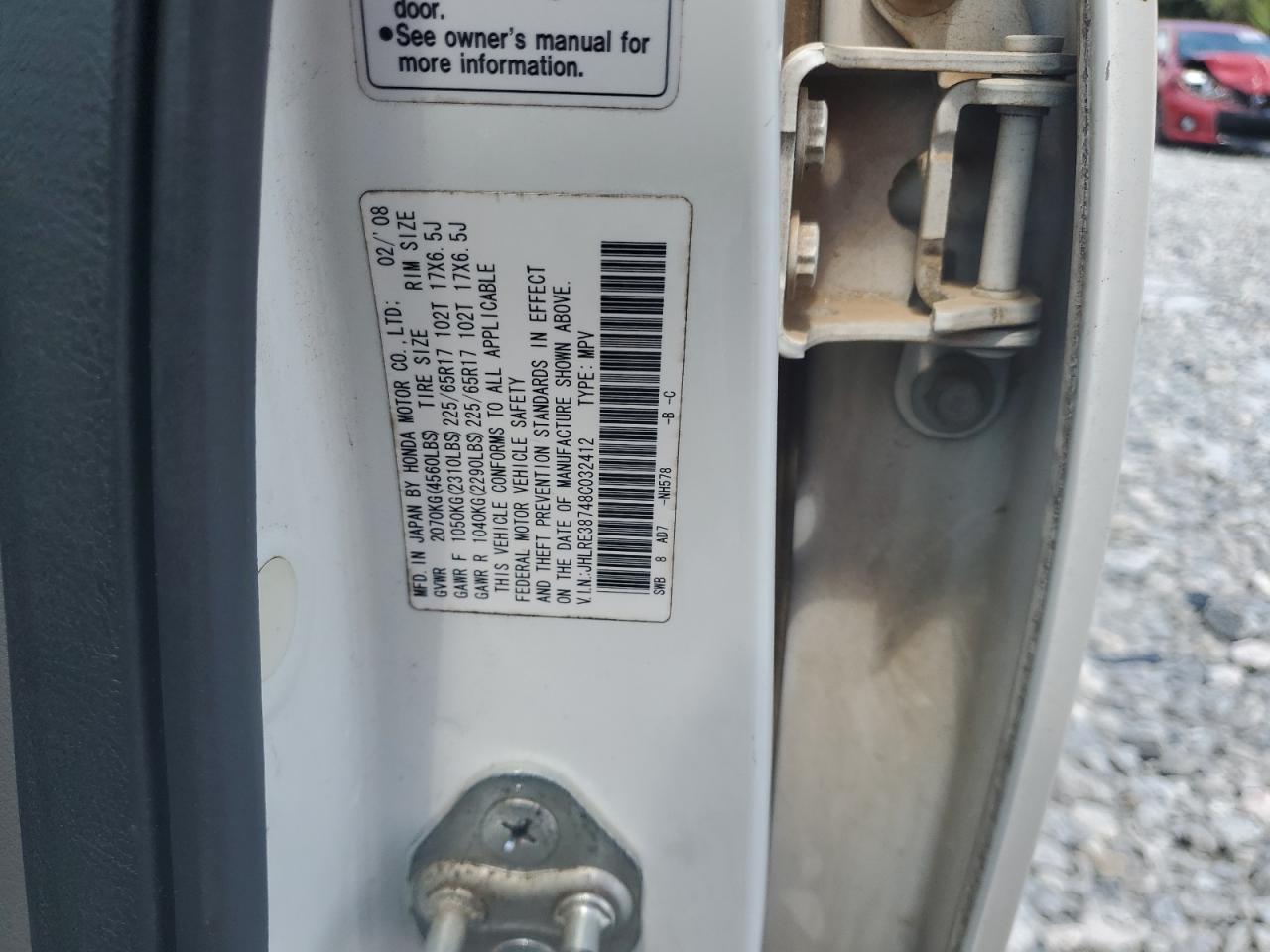 2008 Honda Cr-V Exl VIN: JHLRE38748C032412 Lot: 68891835