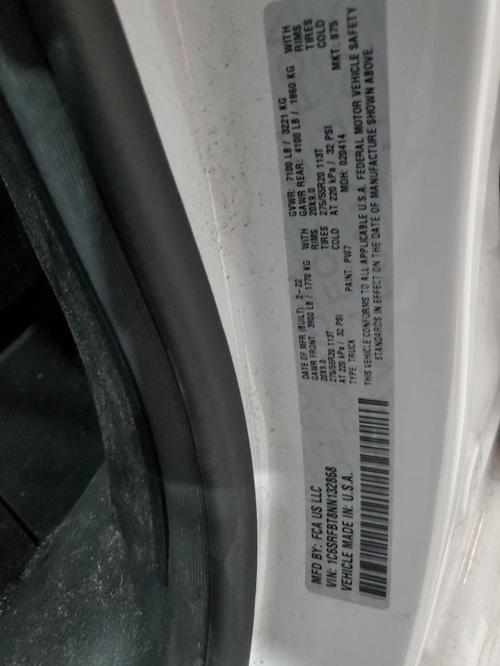 2022 Ram 1500 Big Horn/Lone Star VIN: 1C6SRFBT8NN132868 Lot: 69602265