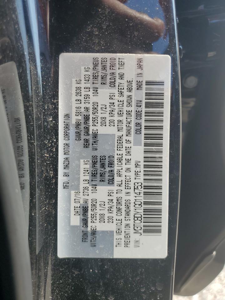 2016 Mazda Cx-9 Grand Touring VIN: JM3TCBDY1G0114753 Lot: 68767415