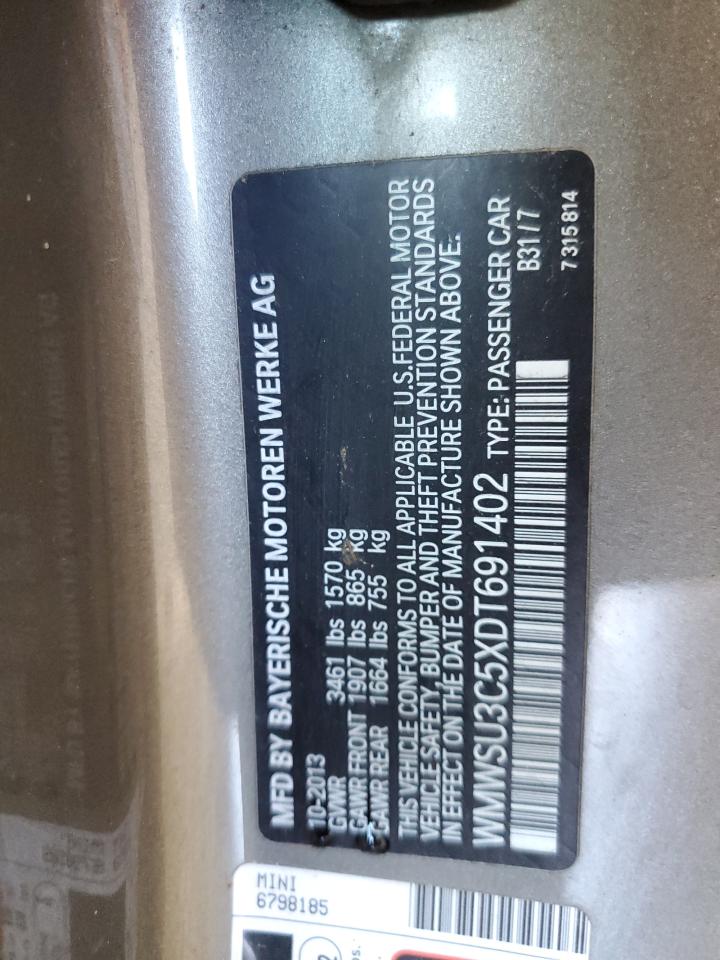 2013 Mini Cooper VIN: WMWSU3C5XDT691402 Lot: 70516295