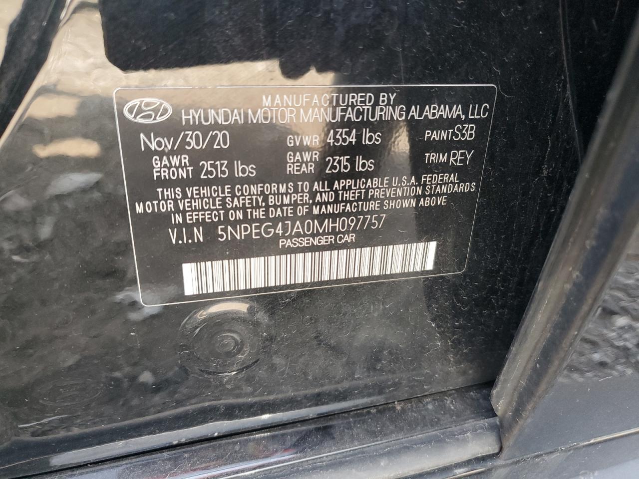 2021 Hyundai Sonata Se VIN: 5NPEG4JA0MH097757 Lot: 67188095