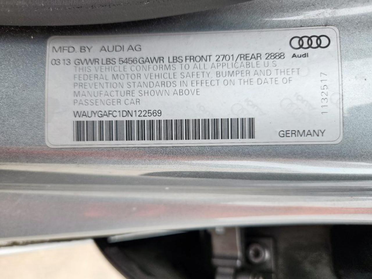 2013 Audi A7 Premium Plus VIN: WAUYGAFC1DN122569 Lot: 70420745