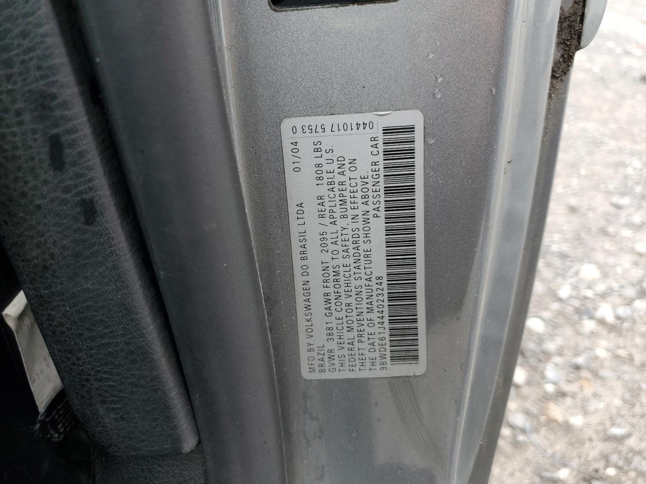 2004 Volkswagen Gti VIN: 9BWDE61J444023248 Lot: 68250385