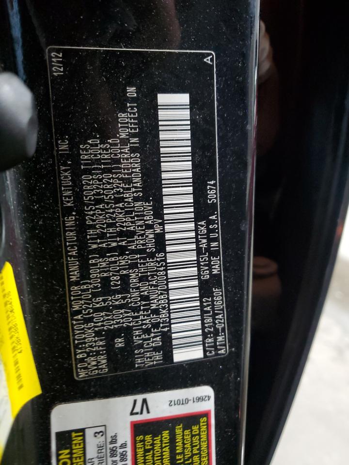 2013 Toyota Venza Le VIN: 4T3BK3BB7DU084516 Lot: 70707645