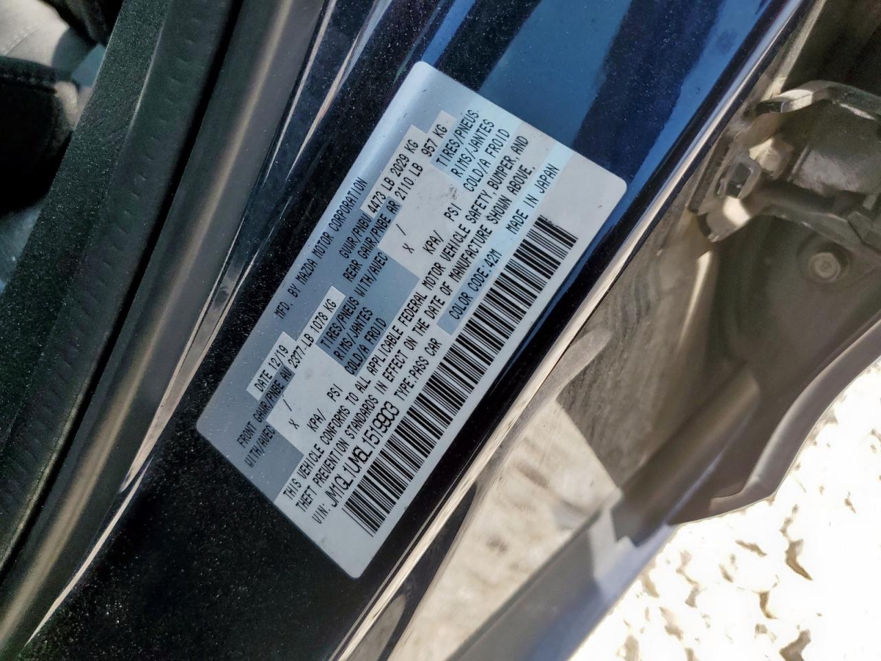 2020 Mazda 6 Sport VIN: JM1GL1UM6L1519903 Lot: 70468515