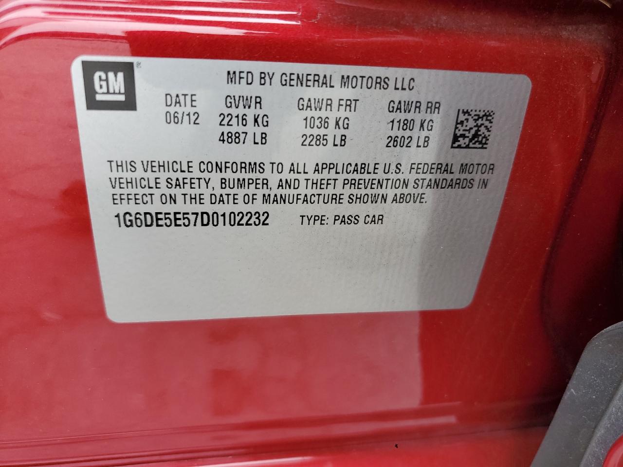 2013 Cadillac Cts Luxury Collection VIN: 1G6DE5E57D0102232 Lot: 69682445