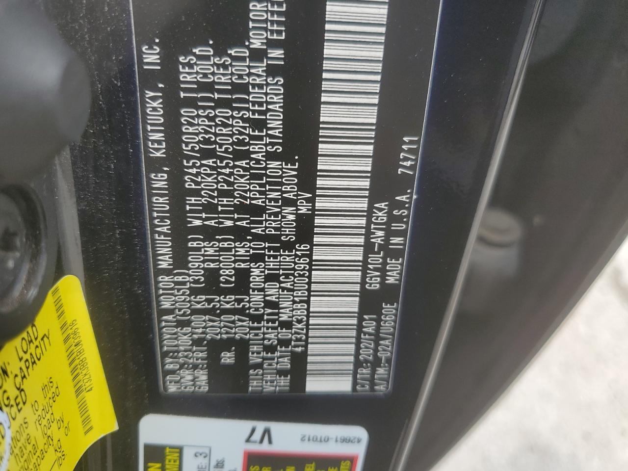 2011 Toyota Venza VIN: 4T3ZK3BB1BU039616 Lot: 68452345