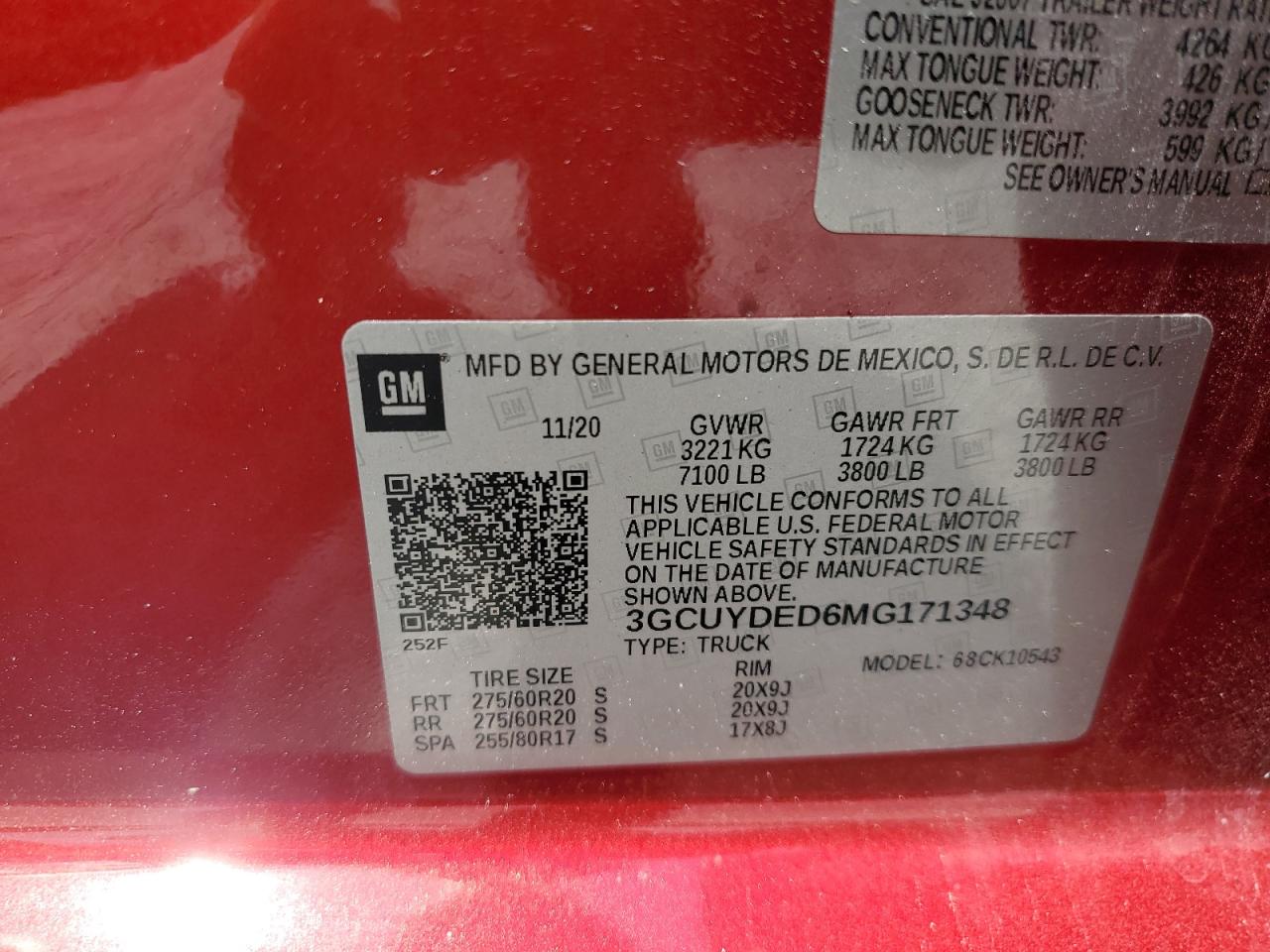 2021 Chevrolet Silverado K1500 Lt VIN: 3GCUYDED6MG171348 Lot: 68321445