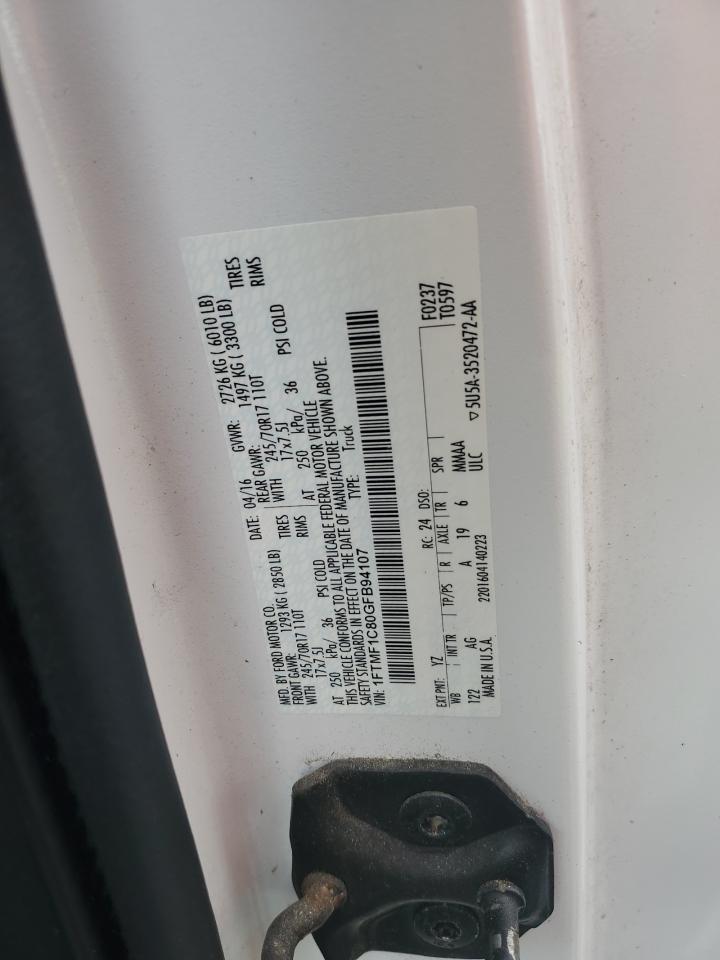 2016 Ford F150 VIN: 1FTMF1C80GFB94107 Lot: 66923495