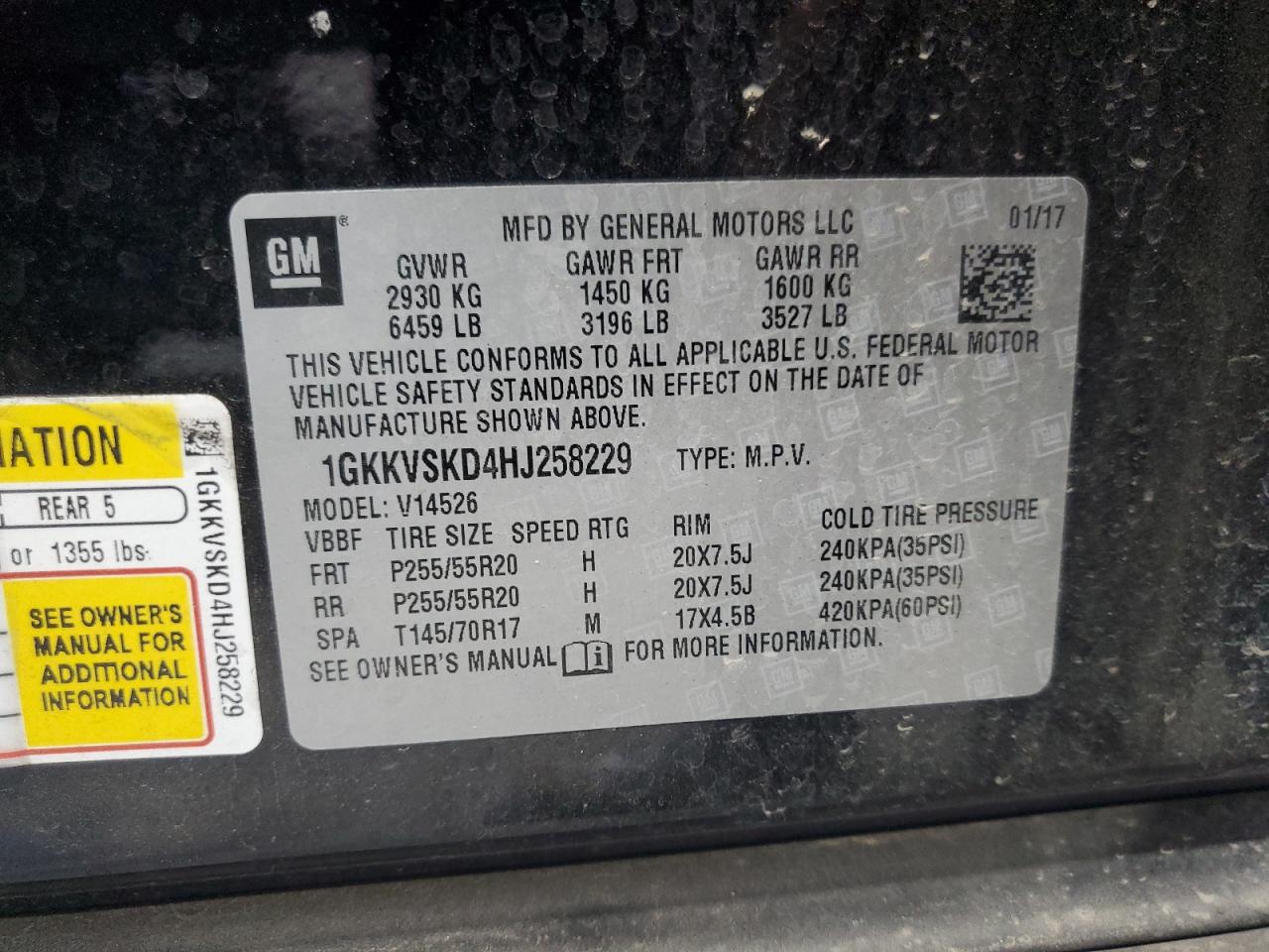 2017 GMC Acadia Limited Slt-2 VIN: 1GKKVSKD4HJ258229 Lot: 70379395