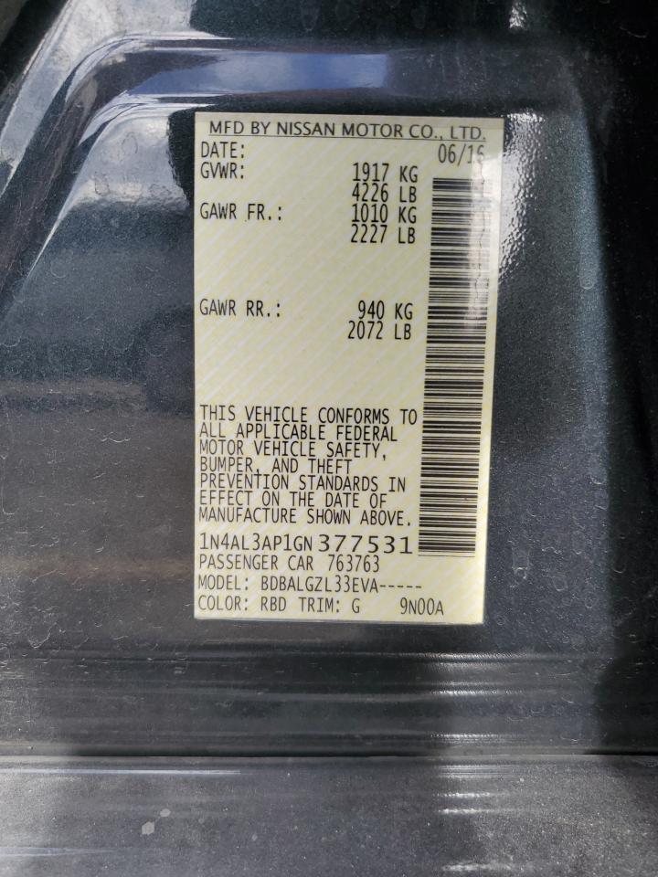 2016 Nissan Altima 2.5 VIN: 1N4AL3AP1GN377531 Lot: 69447395