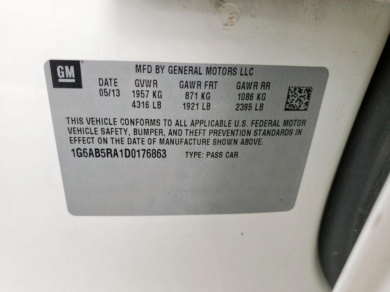 2013 Cadillac Ats Luxury VIN: 1G6AB5RA1D0176863 Lot: 67974515