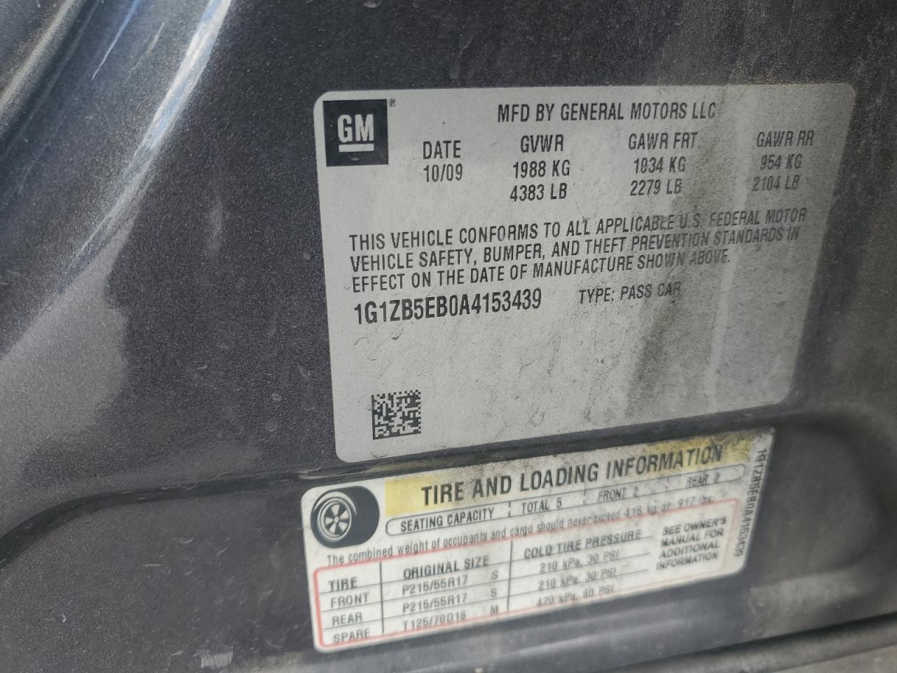 2010 Chevrolet Malibu Ls VIN: 1G1ZB5EB0A4153439 Lot: 69730635