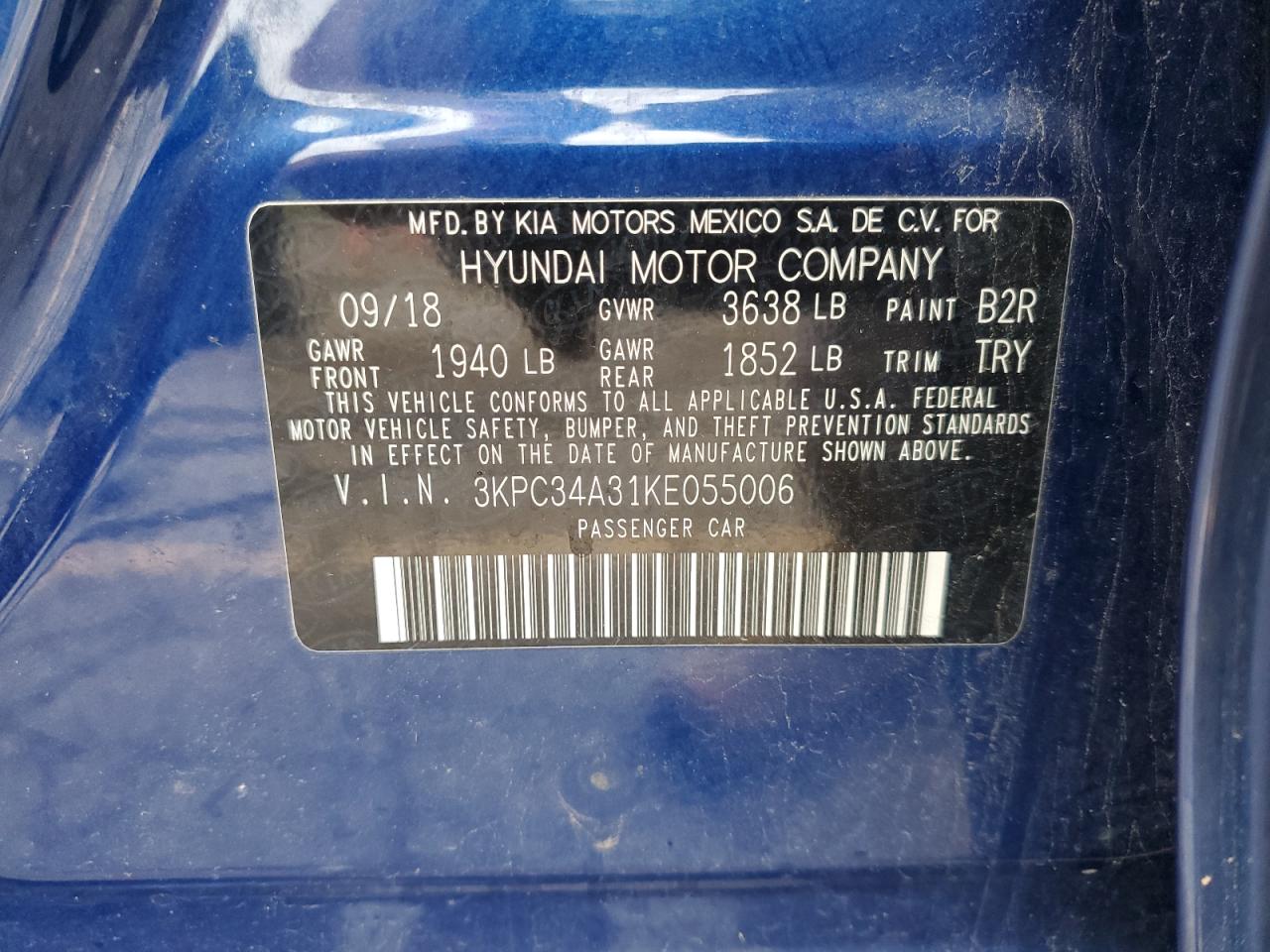 2019 Hyundai Accent Limited VIN: 3KPC34A31KE055006 Lot: 69599095