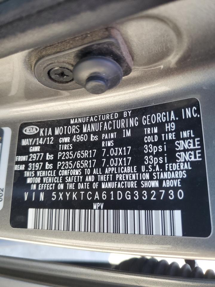 2013 Kia Sorento Lx VIN: 5XYKTCA61DG332730 Lot: 69506035