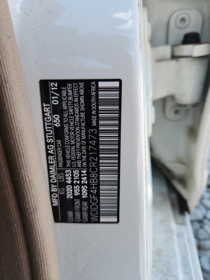 2012 Mercedes-Benz C 250 VIN: WDDGF4HB8CR217473 Lot: 69867975