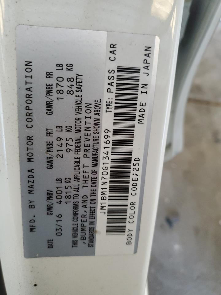 2016 Mazda 3 Grand Touring VIN: JM1BM1N70G1341699 Lot: 70013485