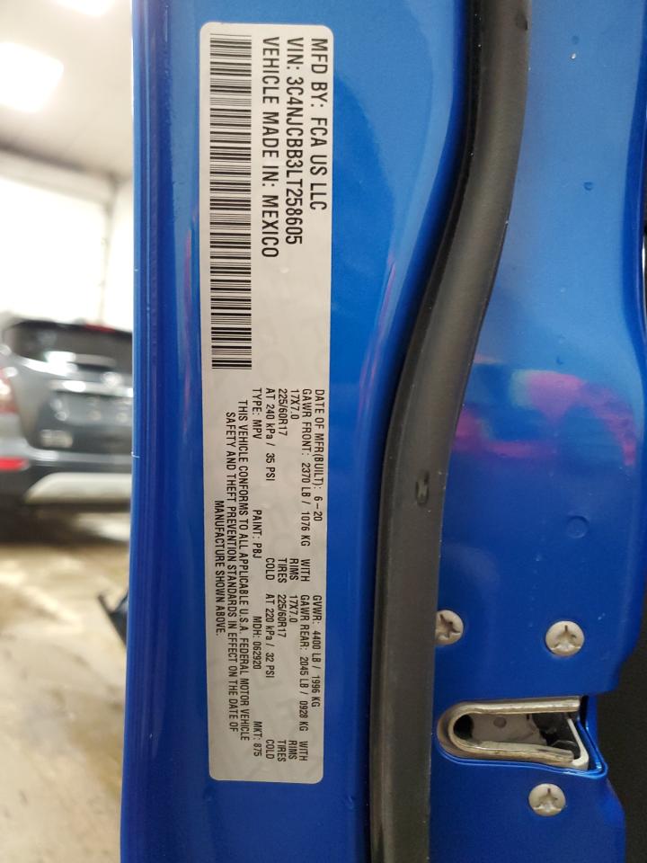 2020 Jeep Compass Latitude VIN: 3C4NJCBB3LT258605 Lot: 67559195