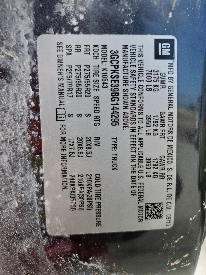 2011 Chevrolet Silverado K1500 Lt VIN: 3GCPKSE39BG144295 Lot: 70442735