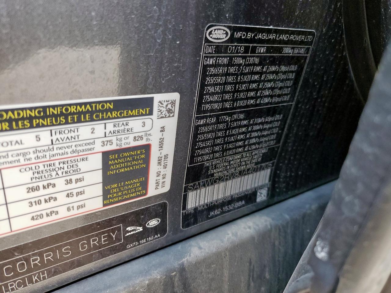 2018 Land Rover Range Rover Sport Se VIN: SALWG2RV8JA401705 Lot: 69250565