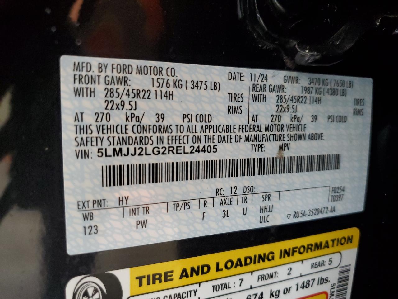 2024 Lincoln Navigator Reserve VIN: 5LMJJ2LG2REL24405 Lot: 69547385