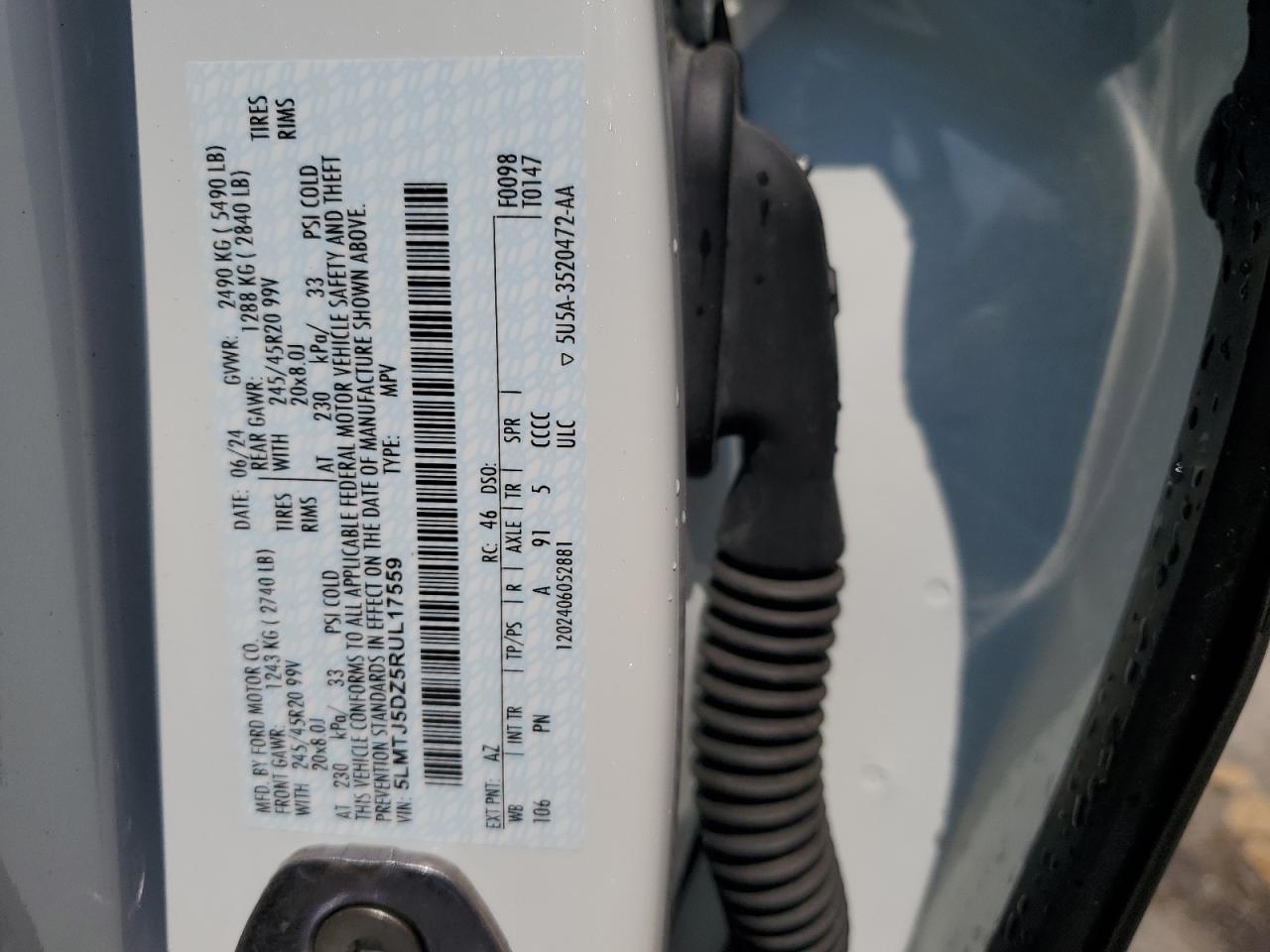 2024 Lincoln Corsair Grand Touring VIN: 5LMTJ5DZ5RUL17559 Lot: 68011985