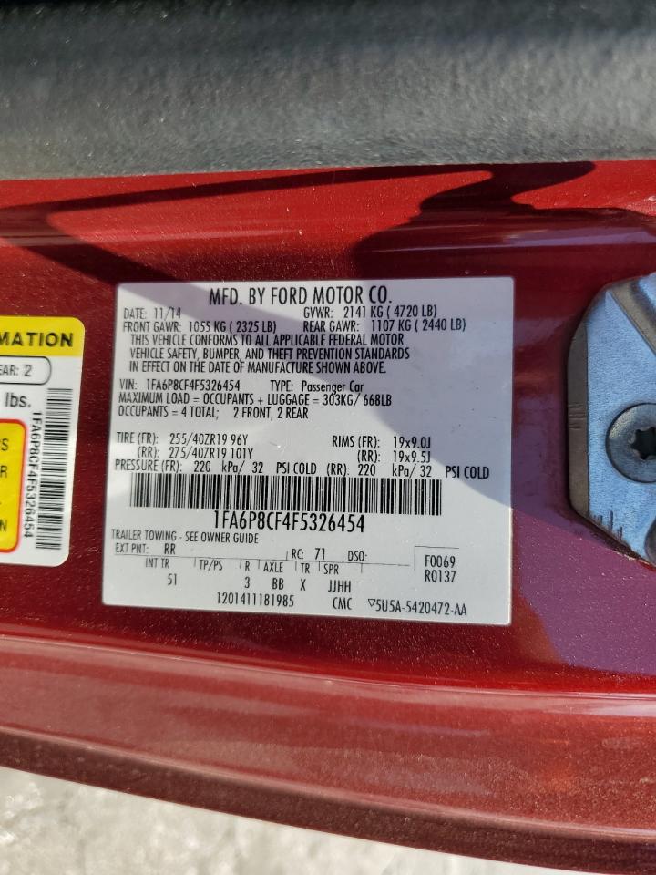 2015 Ford Mustang Gt VIN: 1FA6P8CF4F5326454 Lot: 69853775