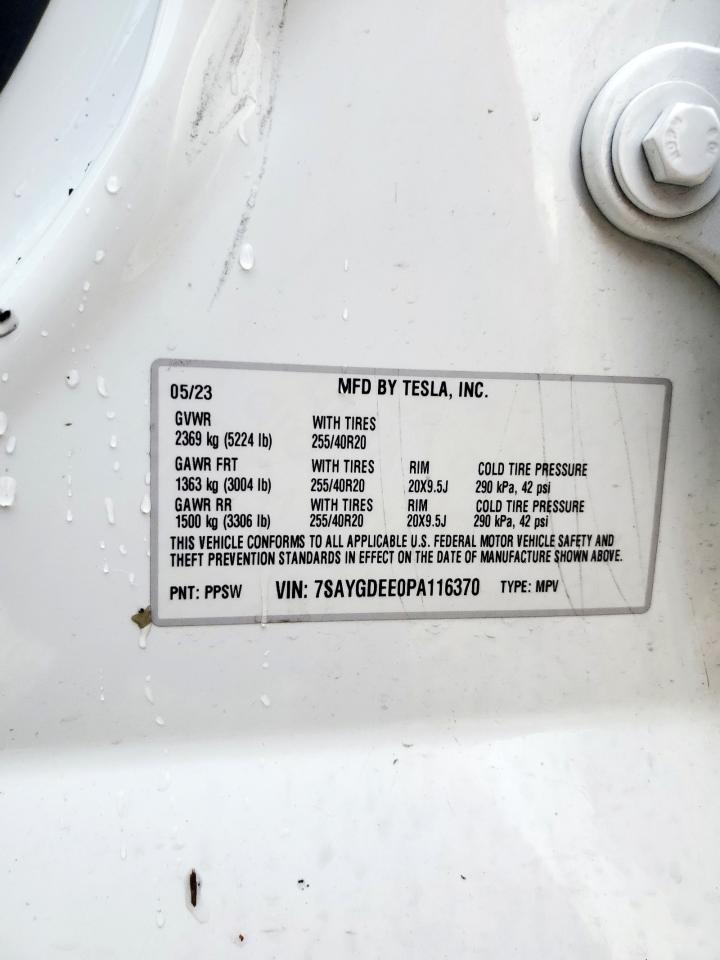 2023 Tesla Model Y VIN: 7SAYGDEE0PA116370 Lot: 66729675
