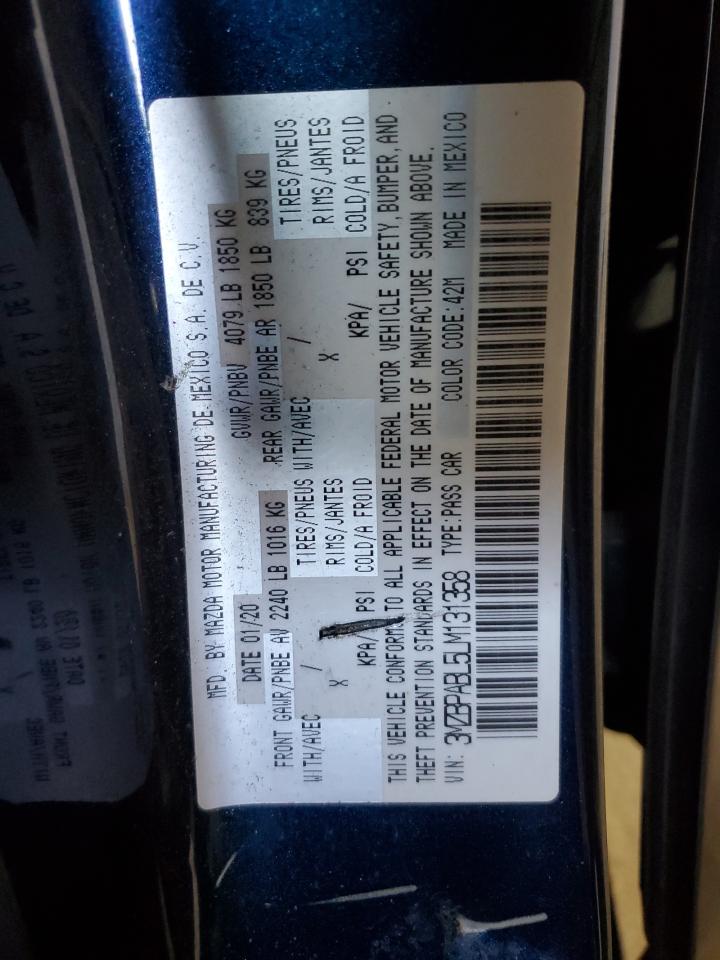 2020 Mazda 3 VIN: 3MZBPABL5LM131358 Lot: 70880445