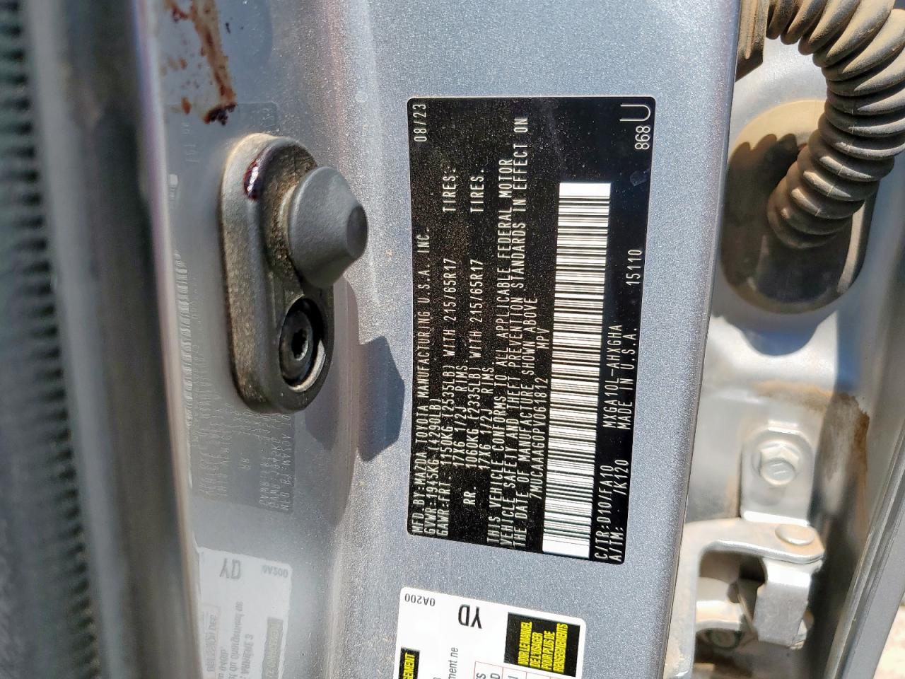 2023 Toyota Corolla Cross Le VIN: 7MUCAAAG0PV061812 Lot: 69659325