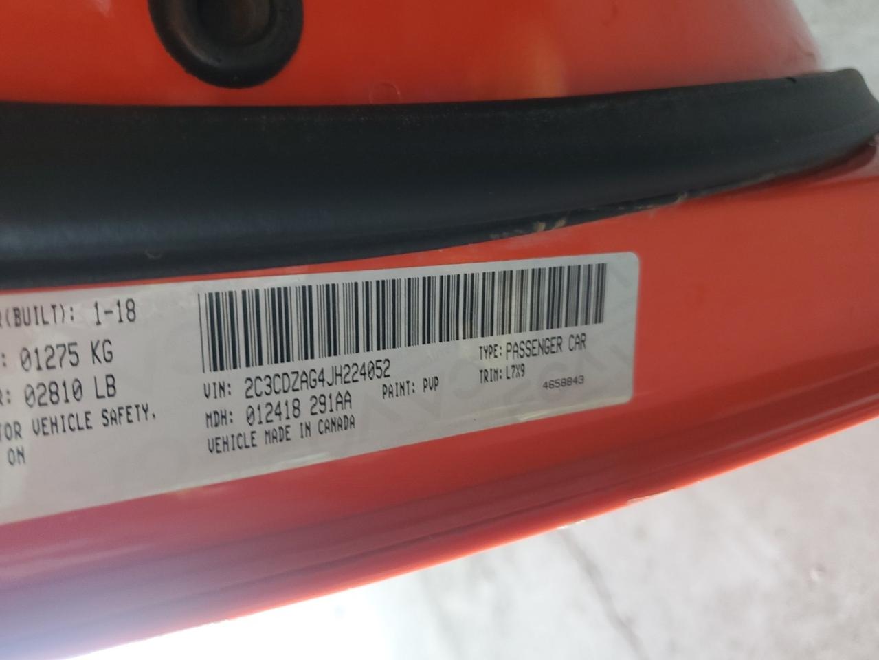 2018 Dodge Challenger Sxt VIN: 2C3CDZAG4JH224052 Lot: 69093355