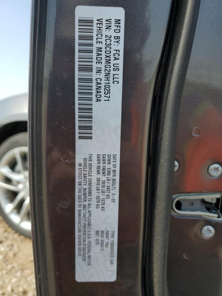 2022 Dodge Charger Gt VIN: 2C3CDXMG2NH102571 Lot: 66944205