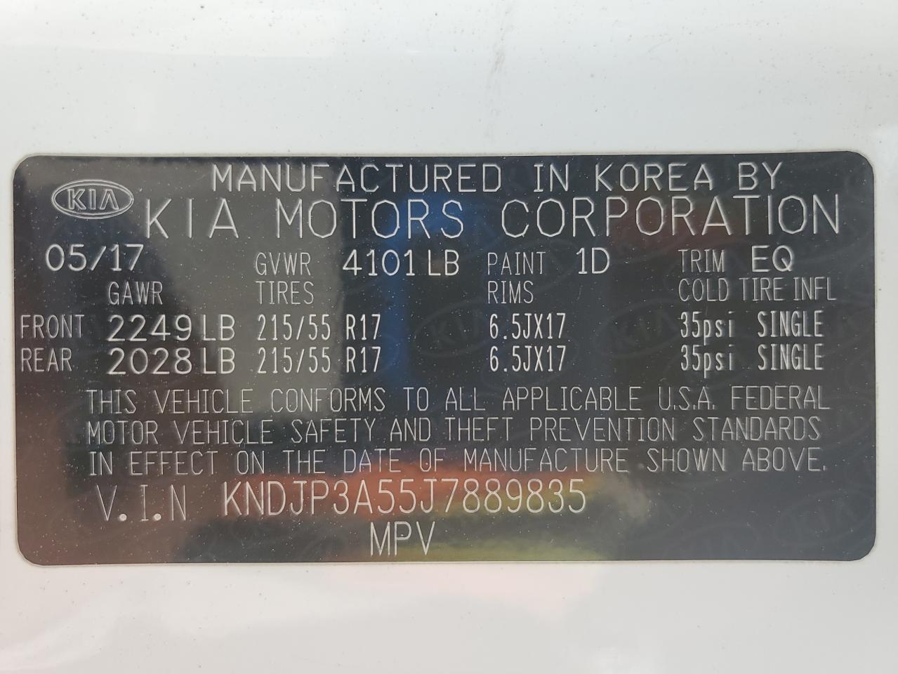 2018 Kia Soul + VIN: KNDJP3A55J7889835 Lot: 67375865