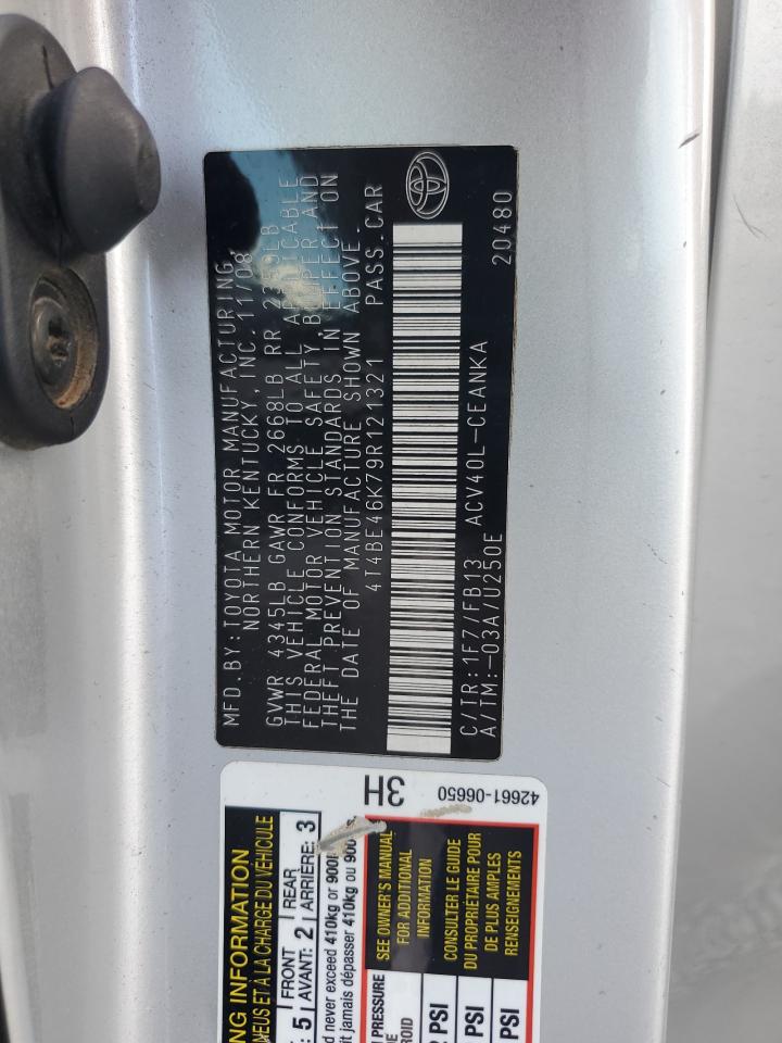 2009 Toyota Camry Base VIN: 4T4BE46K79R121321 Lot: 69408545