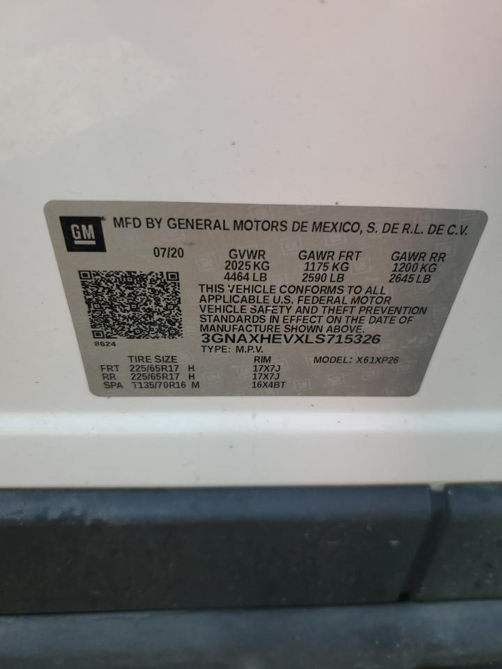 2020 Chevrolet Equinox Ls VIN: 3GNAXHEVXLS715326 Lot: 68938515
