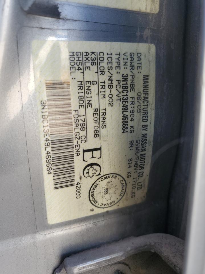 2009 Nissan Versa S VIN: 3N1BC13E49L468684 Lot: 70707295