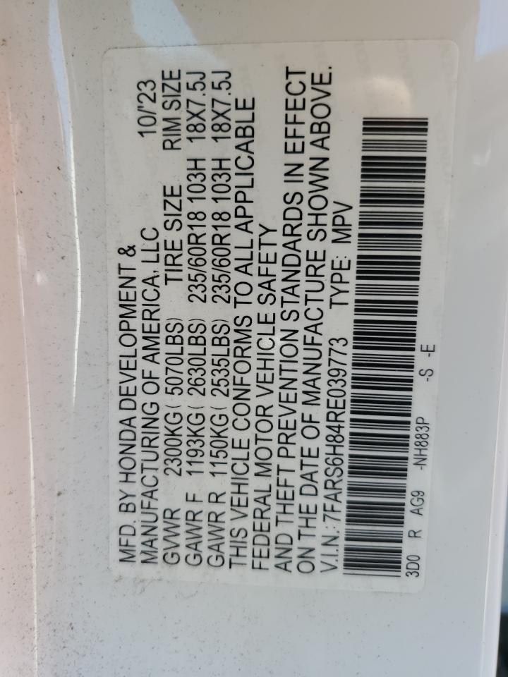 2024 Honda Cr-V Sport-L VIN: 7FARS6H84RE039773 Lot: 90050055