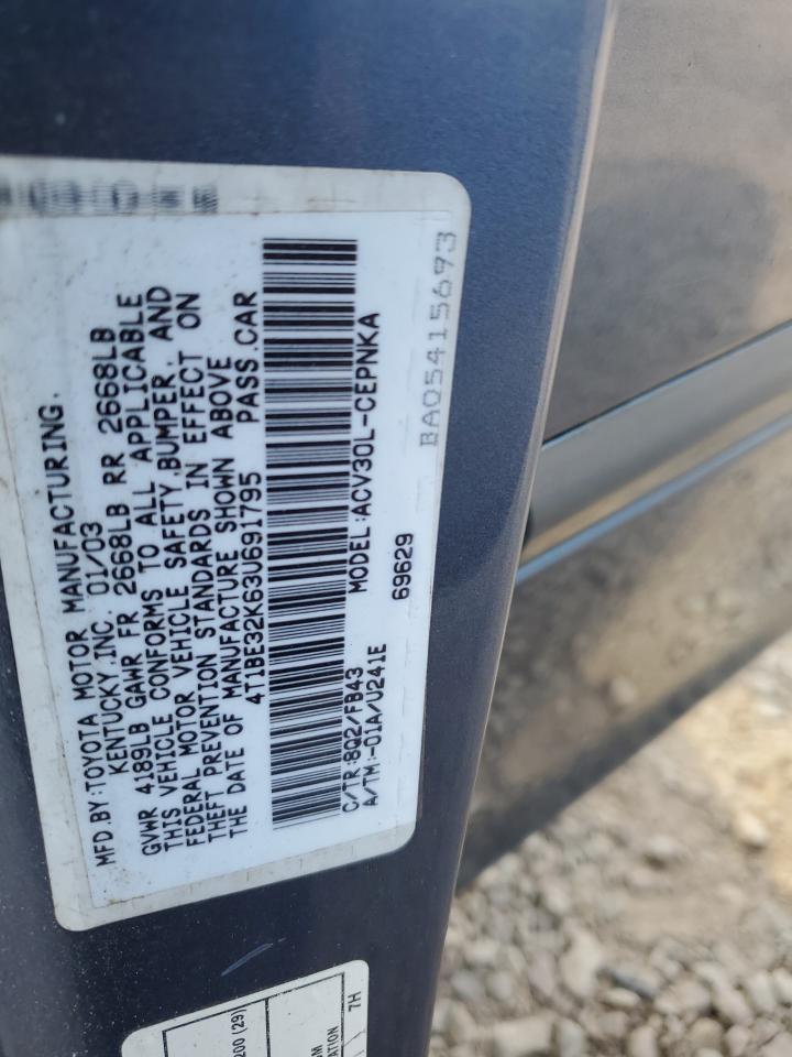 4T1BE32K63U691795 2003 Toyota Camry Le