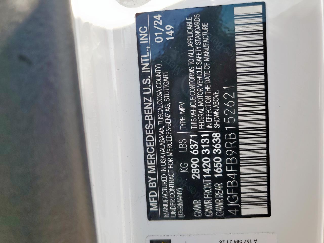 2024 Mercedes-Benz Gle 350 4Matic VIN: 4JGFB4FB9RB152621 Lot: 70524055