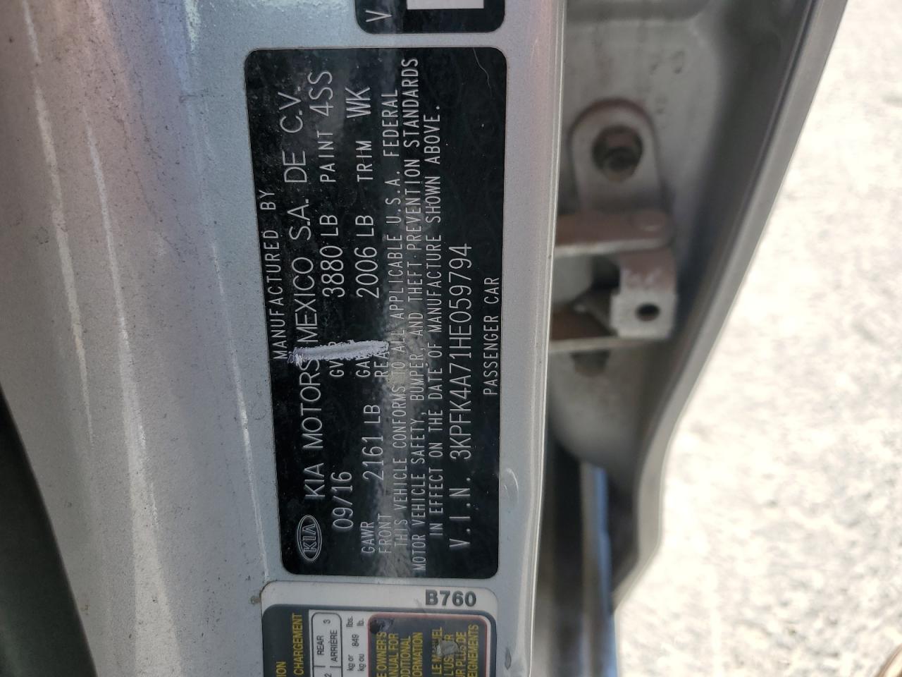 2017 Kia Forte Lx VIN: 3KPFK4A71HE059794 Lot: 67129635