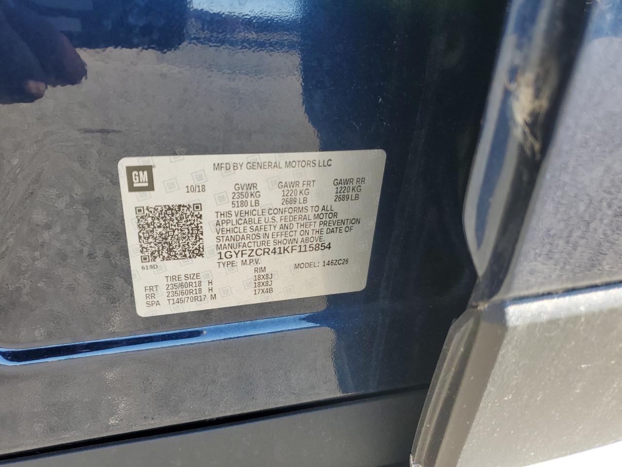 2019 Cadillac Xt4 Premium Luxury VIN: 1GYFZC41KF115854 Lot: 66179195