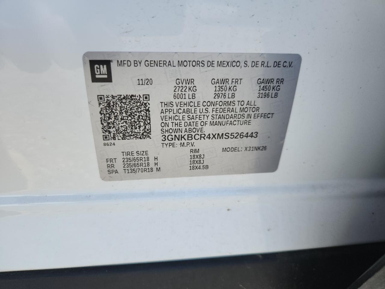 2021 Chevrolet Blazer 2Lt VIN: 3GNKBCR4XMS526443 Lot: 68531105