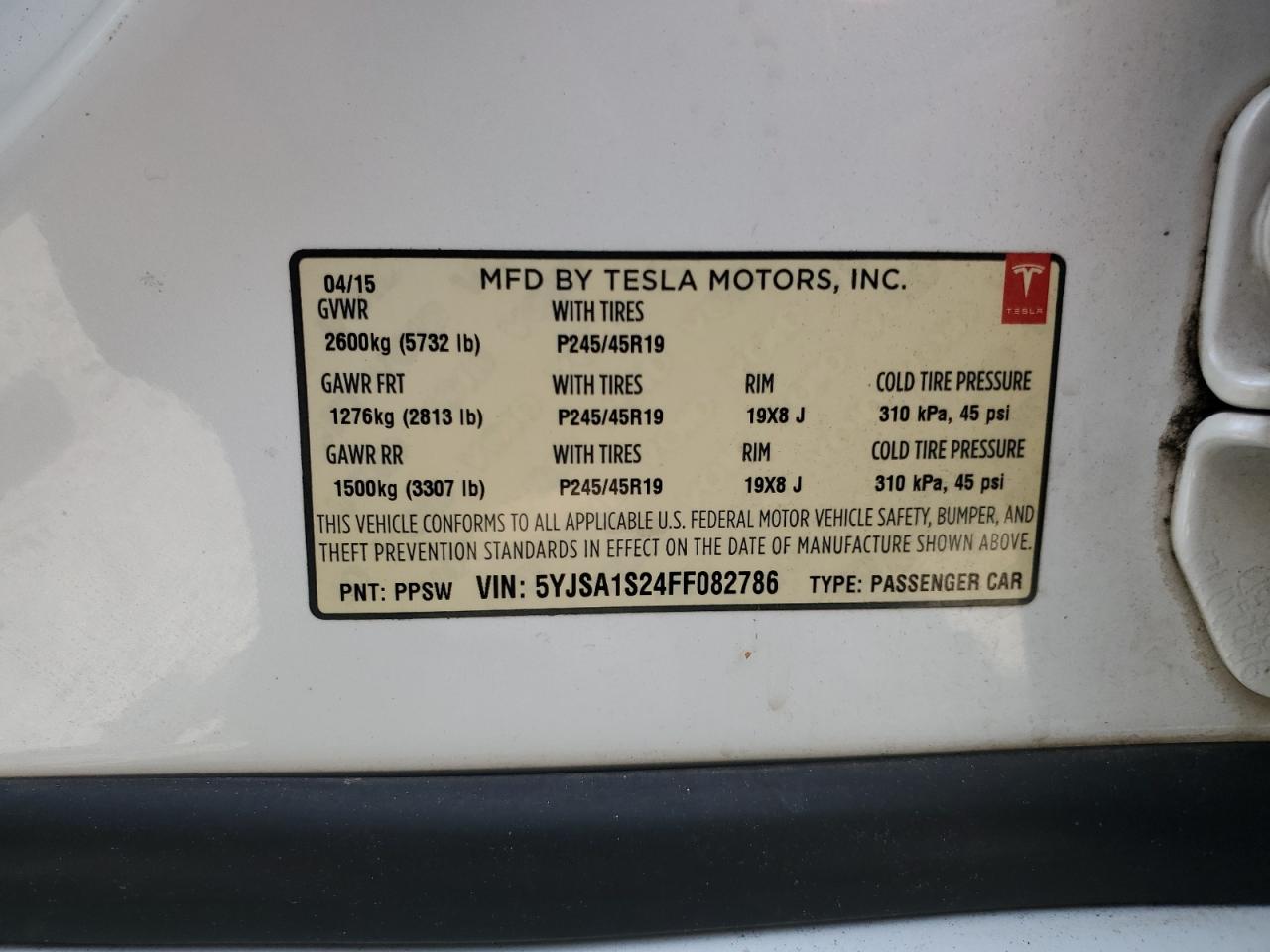 2015 Tesla Model S 70D VIN: 5YJSA1S24FF082786 Lot: 69347465