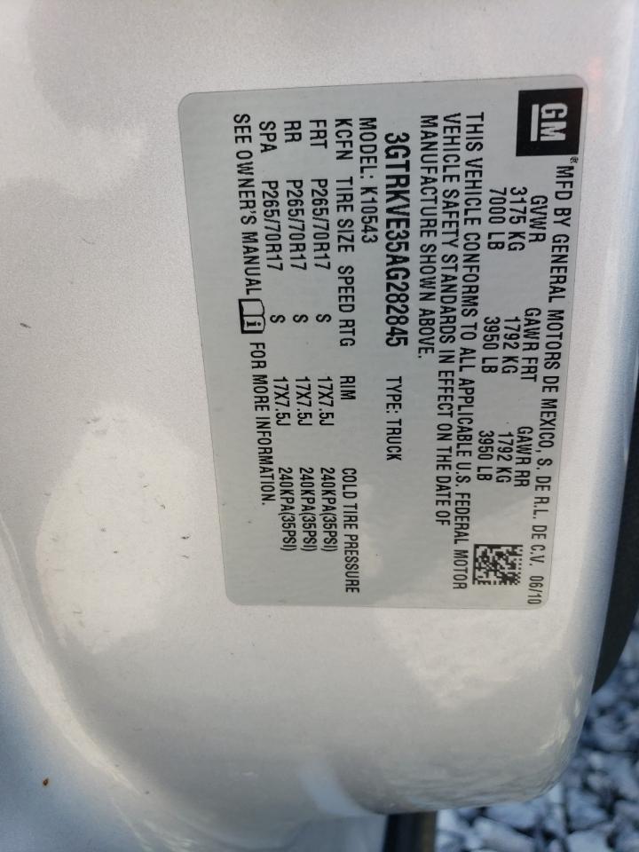 2010 GMC Sierra K1500 Sle VIN: 3GTRKVE35AG282845 Lot: 68467885