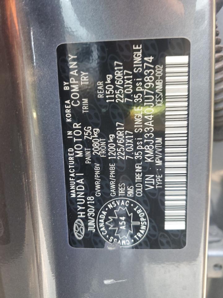 2018 Hyundai Tucson Sel VIN: KM8J33A40JU798374 Lot: 68110565