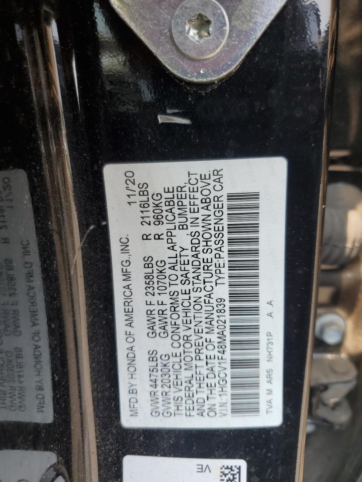 2021 Honda Accord Sport Se VIN: 1HGCV1F48MA021839 Lot: 67058735